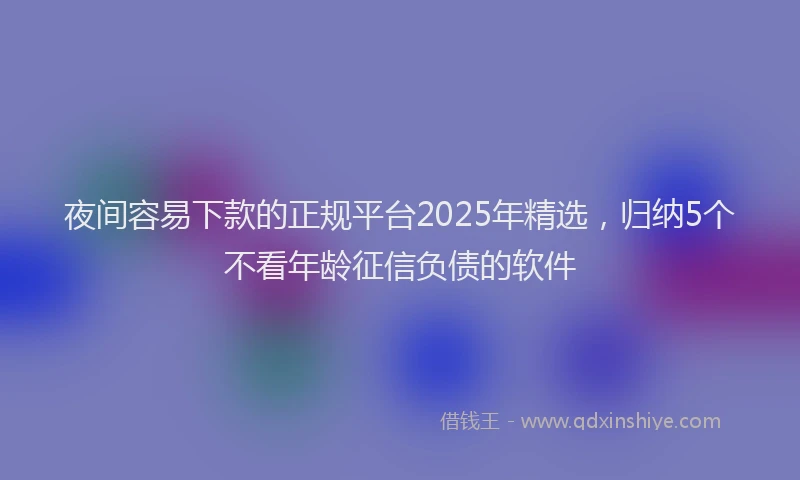 夜间容易下款的正规平台2025年精选，归纳5个不看年龄征信负债的软件