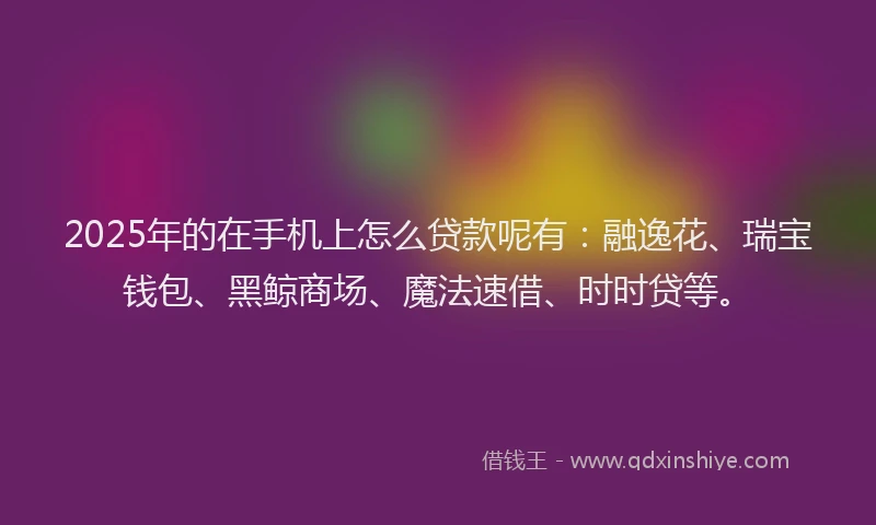 2025年的在手机上怎么贷款呢有：融逸花、瑞宝钱包、黑鲸商场、魔法速借、时时贷等。