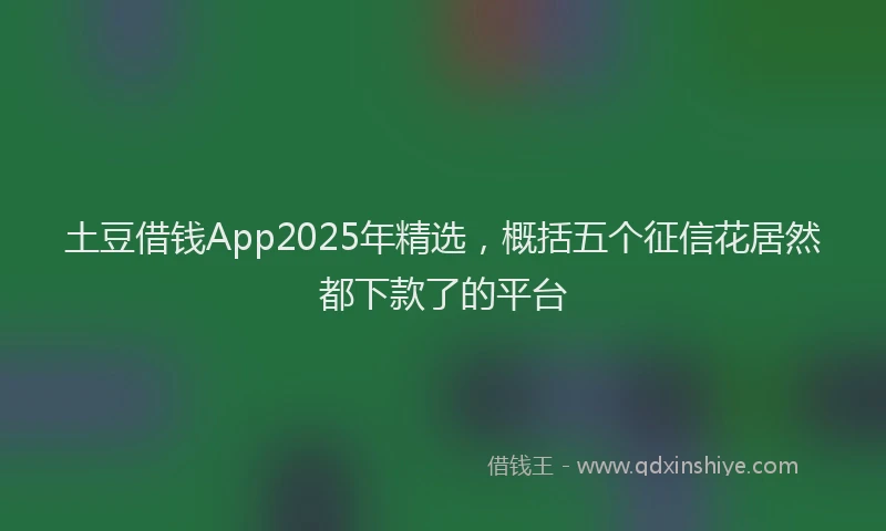 土豆借钱App2025年精选，概括五个征信花居然都下款了的平台