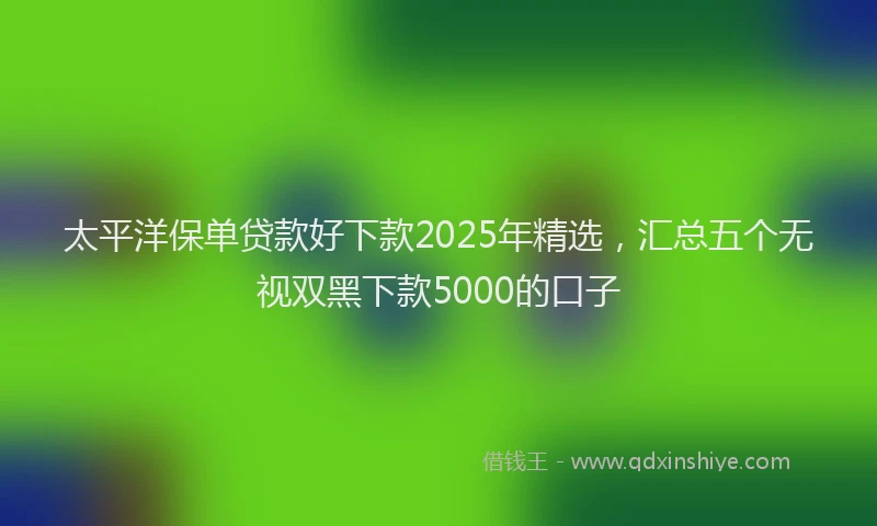 太平洋保单贷款好下款2025年精选，汇总五个无视双黑下款5000的口子