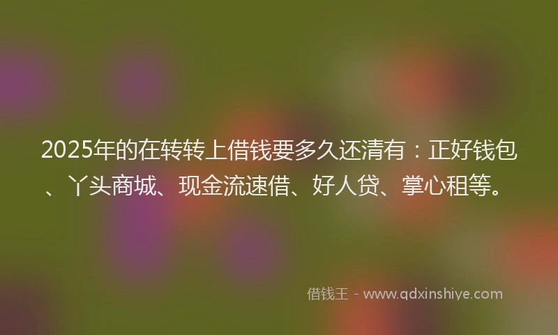 2025年的在转转上借钱要多久还清有：正好钱包、丫头商城、现金流速借、好人贷、掌心租等。