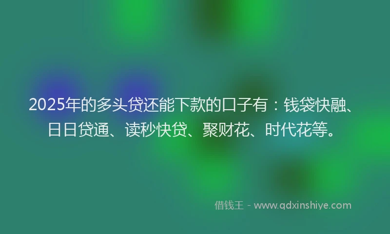 2025年的多头贷还能下款的口子有：钱袋快融、日日贷通、读秒快贷、聚财花、时代花等。