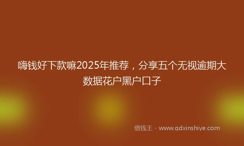 嗨钱好下款嘛2025年推荐，分享五个无视逾期大数据花户黑户口子
