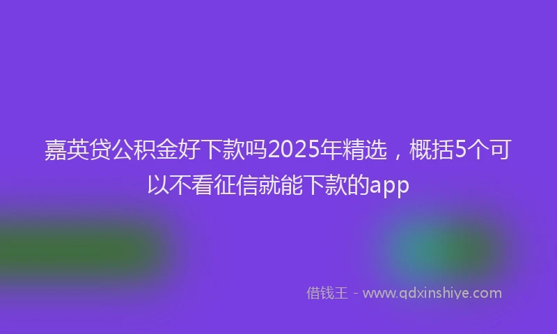 嘉英贷公积金好下款吗2025年精选，概括5个可以不看征信就能下款的app