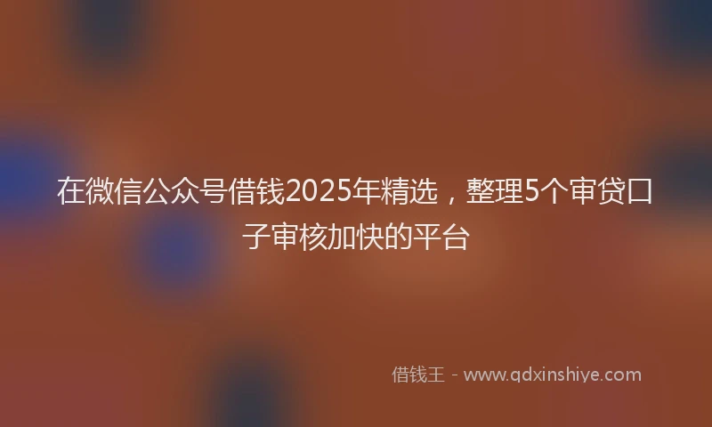 在微信公众号借钱2025年精选，整理5个审贷口子审核加快的平台