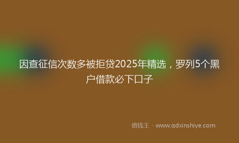 因查征信次数多被拒贷2025年精选，罗列5个黑户借款必下口子