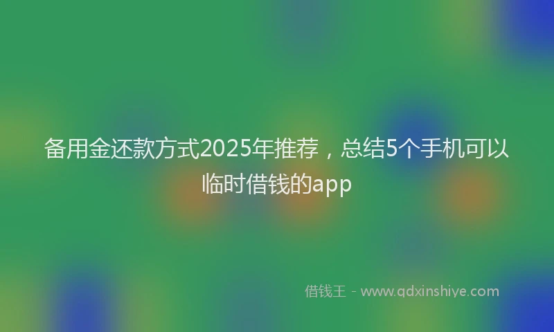 备用金还款方式2025年推荐，总结5个手机可以临时借钱的app