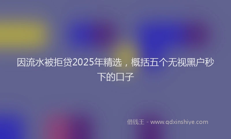 因流水被拒贷2025年精选，概括五个无视黑户秒下的口子
