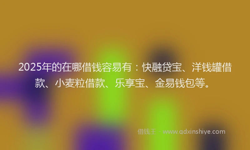 2025年的在哪借钱容易有：快融贷宝、洋钱罐借款、小麦粒借款、乐享宝、金易钱包等。
