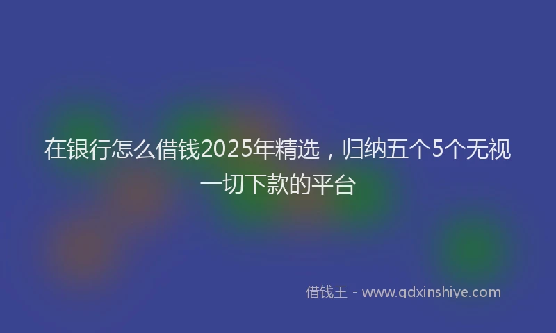 在银行怎么借钱2025年精选，归纳五个5个无视一切下款的平台