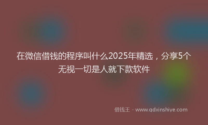 在微信借钱的程序叫什么2025年精选，分享5个无视一切是人就下款软件
