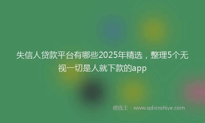 失信人贷款平台有哪些2025年精选，整理5个无视一切是人就下款的app