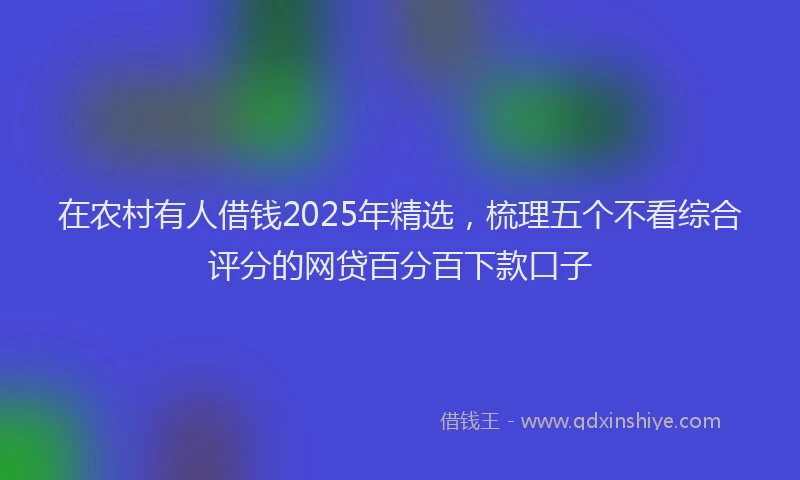在农村有人借钱2025年精选，梳理五个不看综合评分的网贷百分百下款口子