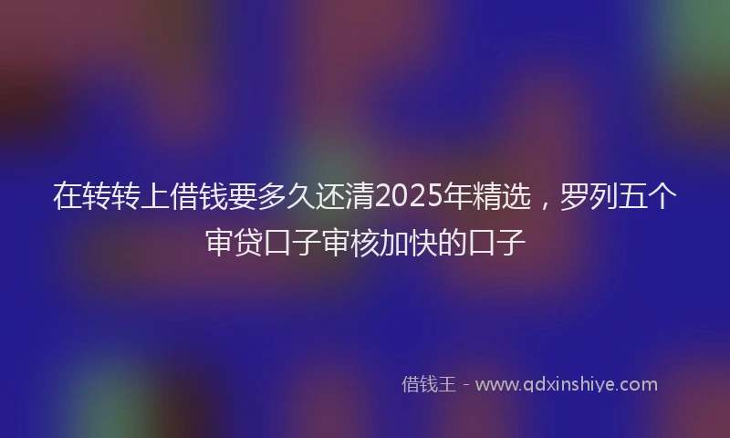 在转转上借钱要多久还清2025年精选，罗列五个审贷口子审核加快的口子