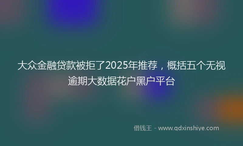 大众金融贷款被拒了2025年推荐，概括五个无视逾期大数据花户黑户平台