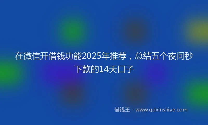 在微信开借钱功能2025年推荐，总结五个夜间秒下款的14天口子