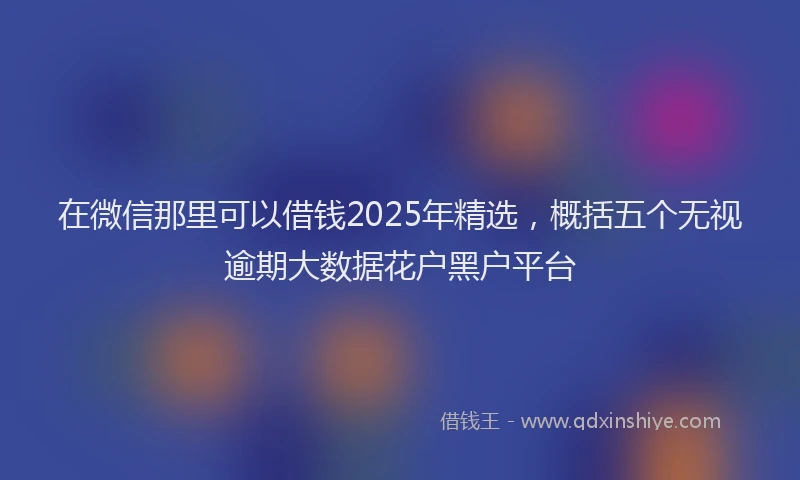 在微信那里可以借钱2025年精选，概括五个无视逾期大数据花户黑户平台