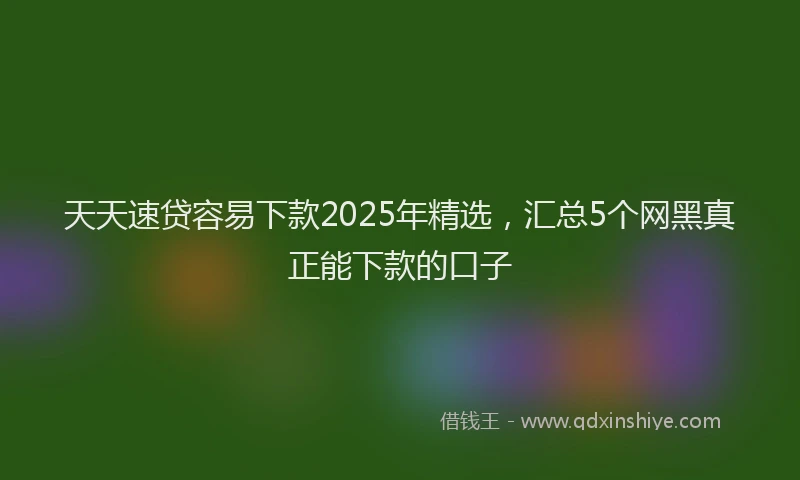 天天速贷容易下款2025年精选，汇总5个网黑真正能下款的口子