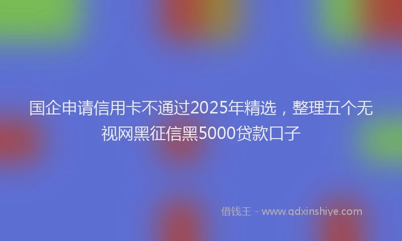 国企申请信用卡不通过2025年精选，整理五个无视网黑征信黑5000贷款口子