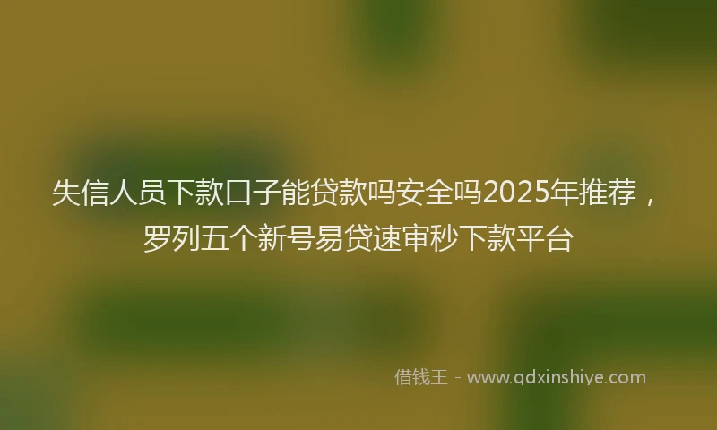 失信人员下款口子能贷款吗安全吗2025年推荐，罗列五个新号易贷速审秒下款平台