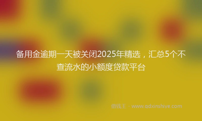 备用金逾期一天被关闭2025年精选,汇总5个不查流水的小额度贷款平台