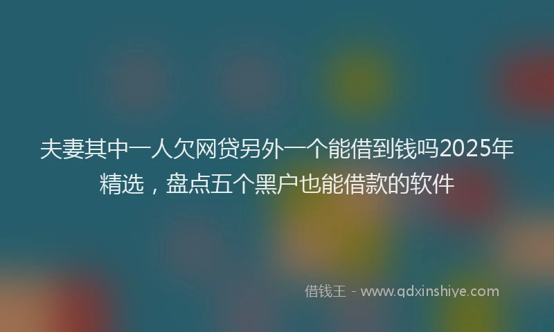 夫妻其中一人欠网贷另外一个能借到钱吗2025年精选，盘点五个黑户也能借款的软件