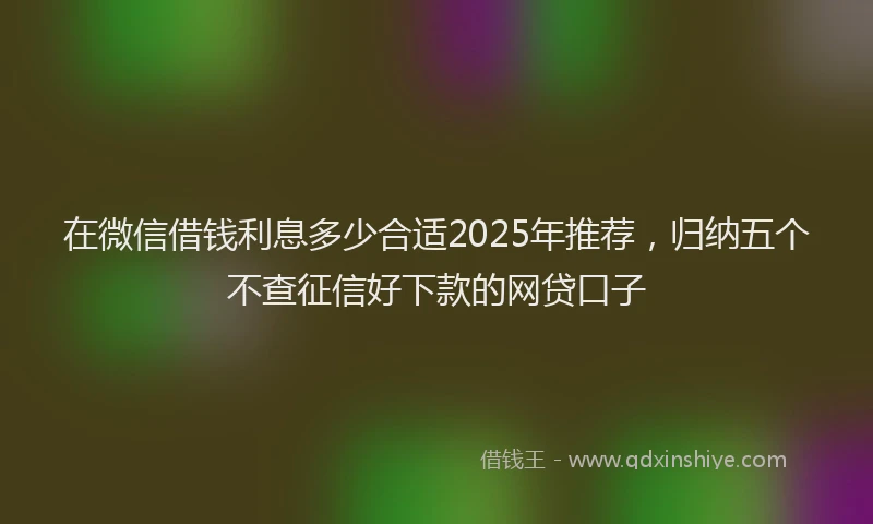 在微信借钱利息多少合适2025年推荐，归纳五个不查征信好下款的网贷口子