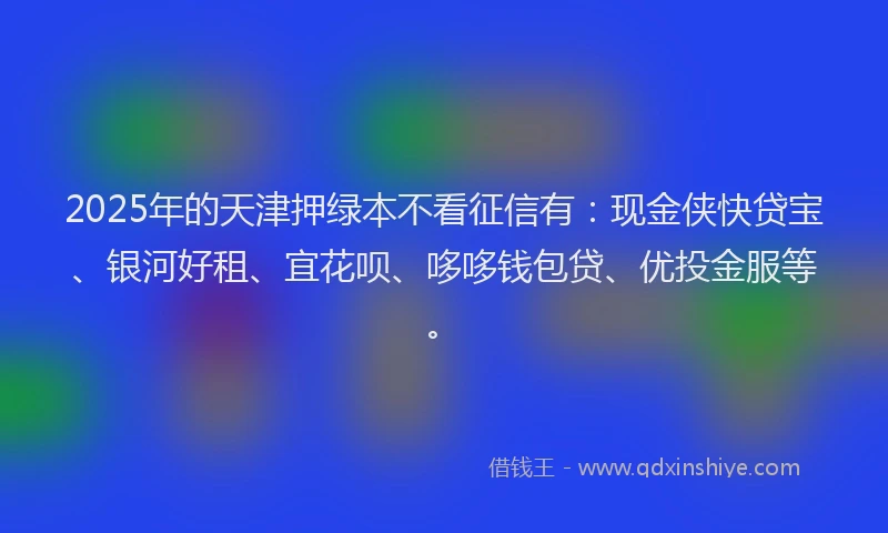 2025年的天津押绿本不看征信有：现金侠快贷宝、银河好租、宜花呗、哆哆钱包贷、优投金服等。