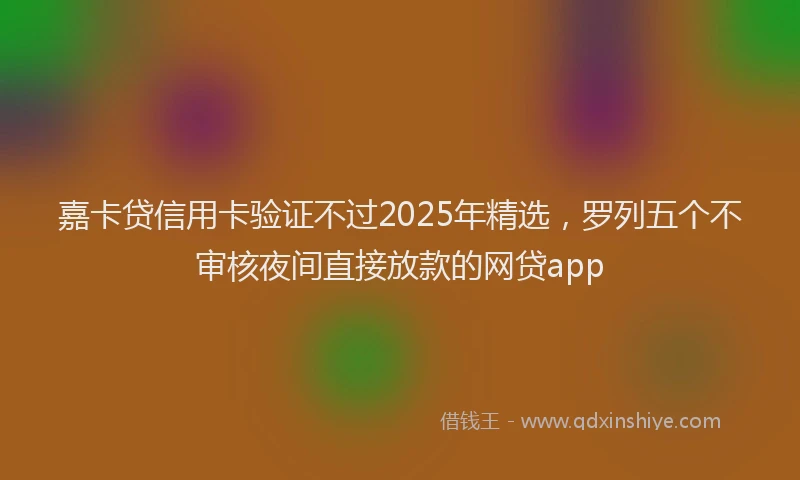 嘉卡贷信用卡验证不过2025年精选，罗列五个不审核夜间直接放款的网贷app