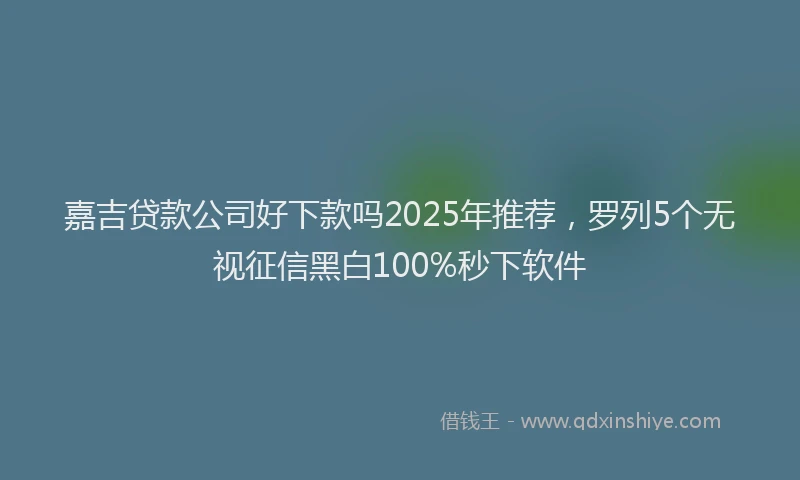 嘉吉贷款公司好下款吗2025年推荐，罗列5个无视征信黑白100%秒下软件