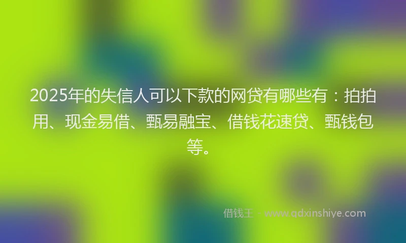2025年的失信人可以下款的网贷有哪些有：拍拍用、现金易借、甄易融宝、借钱花速贷、甄钱包等。