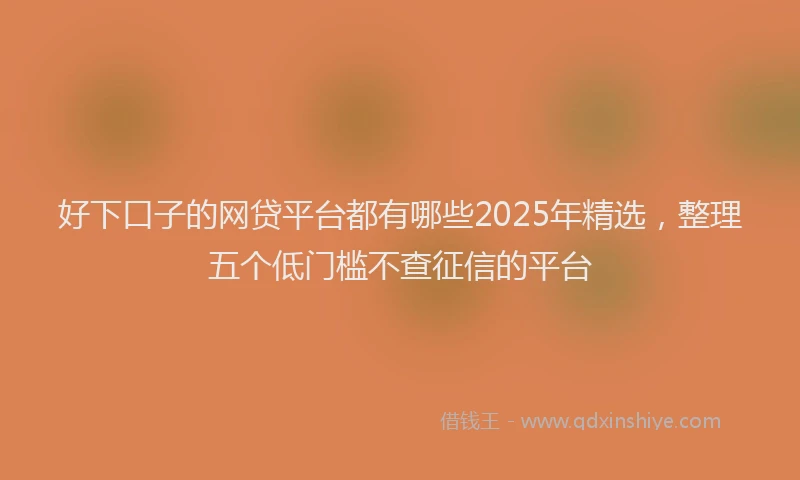 好下口子的网贷平台都有哪些2025年精选，整理五个低门槛不查征信的平台