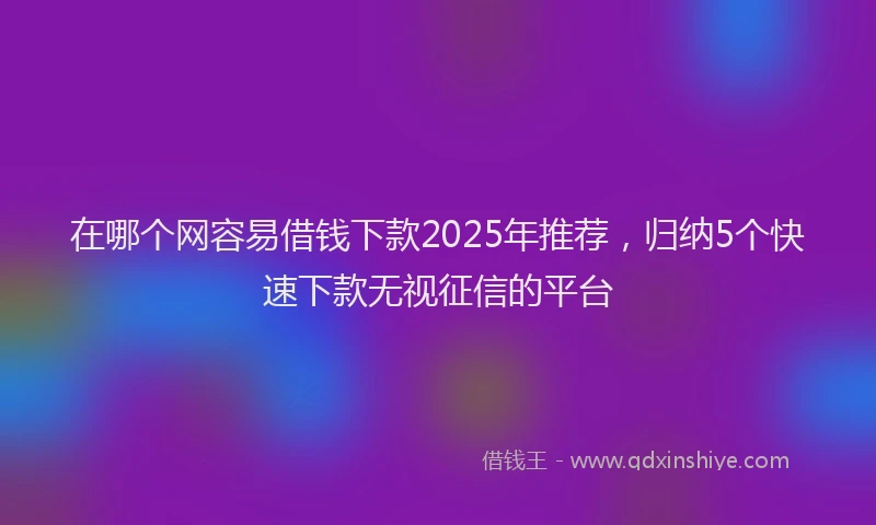 在哪个网容易借钱下款2025年推荐，归纳5个快速下款无视征信的平台
