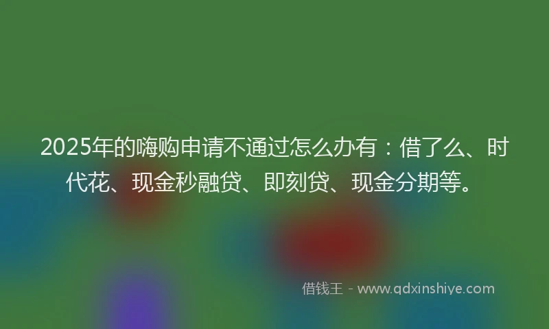 2025年的嗨购申请不通过怎么办有：借了么、时代花、现金秒融贷、即刻贷、现金分期等。