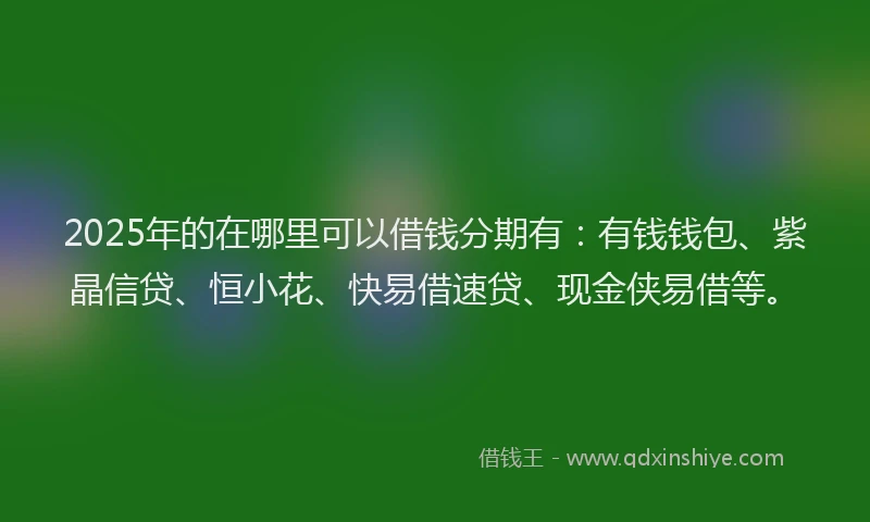2025年的在哪里可以借钱分期有：有钱钱包、紫晶信贷、恒小花、快易借速贷、现金侠易借等。