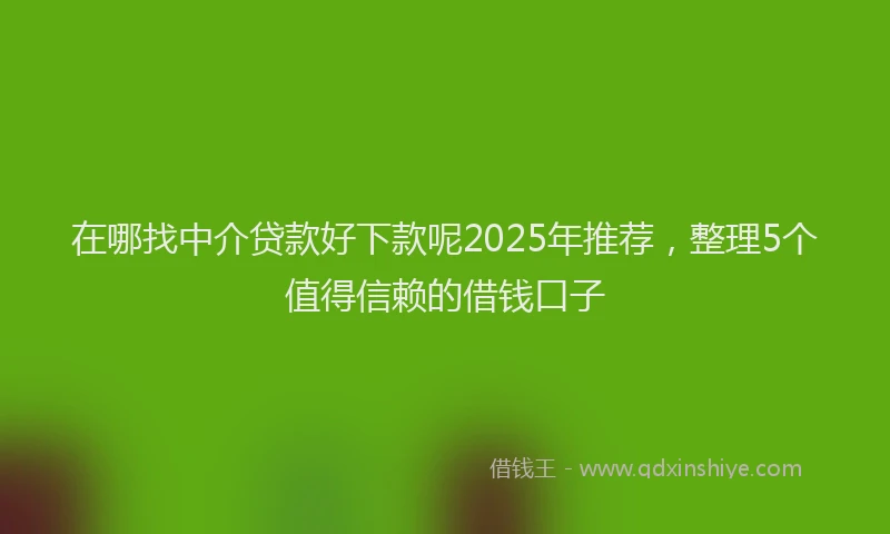在哪找中介贷款好下款呢2025年推荐，整理5个值得信赖的借钱口子