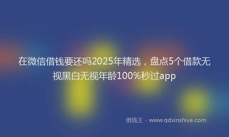 在微信借钱要还吗2025年精选，盘点5个借款无视黑白无视年龄100%秒过app