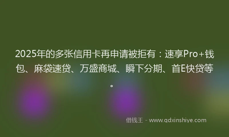 2025年的多张信用卡再申请被拒有：速享Pro+钱包、麻袋速贷、万盛商城、瞬下分期、首E快贷等。