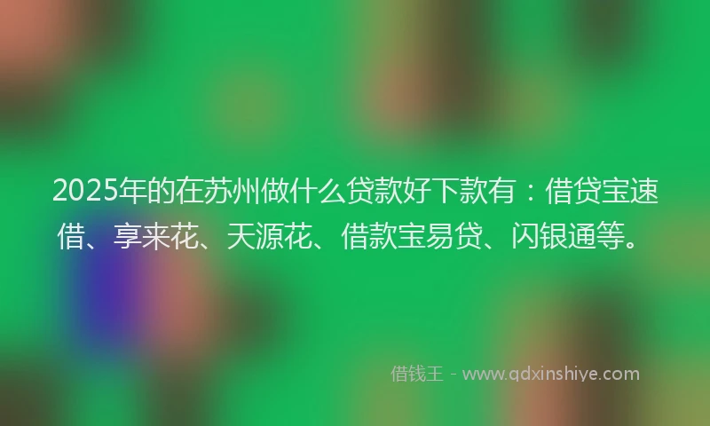 2025年的在苏州做什么贷款好下款有：借贷宝速借、享来花、天源花、借款宝易贷、闪银通等。