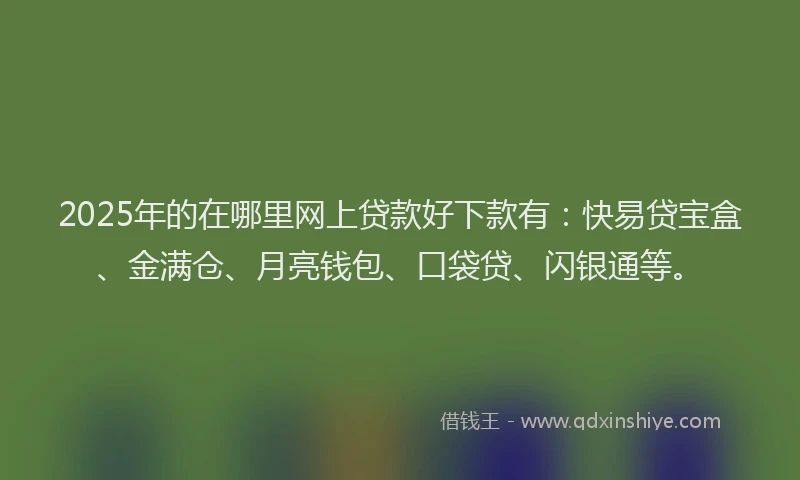 2025年的在哪里网上贷款好下款有：快易贷宝盒、金满仓、月亮钱包、口袋贷、闪银通等。