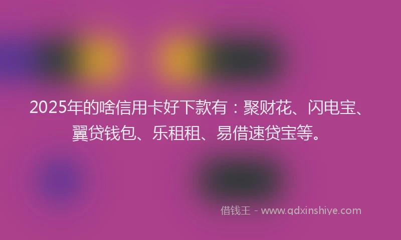 2025年的啥信用卡好下款有：聚财花、闪电宝、翼贷钱包、乐租租、易借速贷宝等。