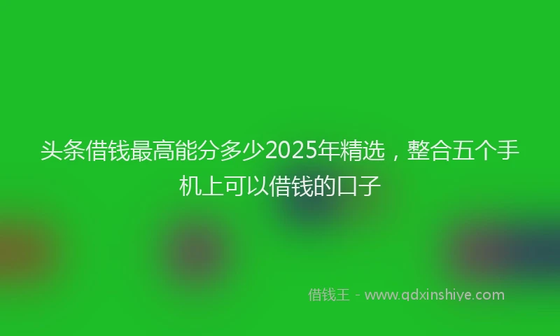 头条借钱最高能分多少2025年精选，整合五个手机上可以借钱的口子