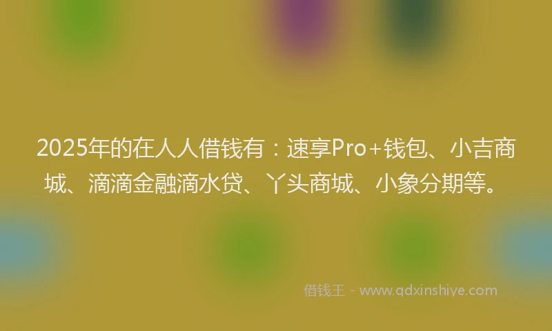 2025年的在人人借钱有：速享Pro+钱包、小吉商城、滴滴金融滴水贷、丫头商城、小象分期等。
