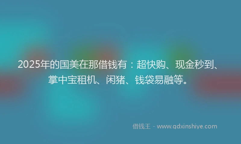 2025年的国美在那借钱有：超快购、现金秒到、掌中宝租机、闲猪、钱袋易融等。