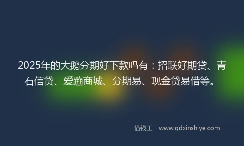 2025年的大鹅分期好下款吗有：招联好期贷、青石信贷、爱蹦商城、分期易、现金贷易借等。