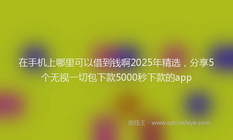 在手机上哪里可以借到钱啊2025年精选，分享5个无视一切包下款5000秒下款的app