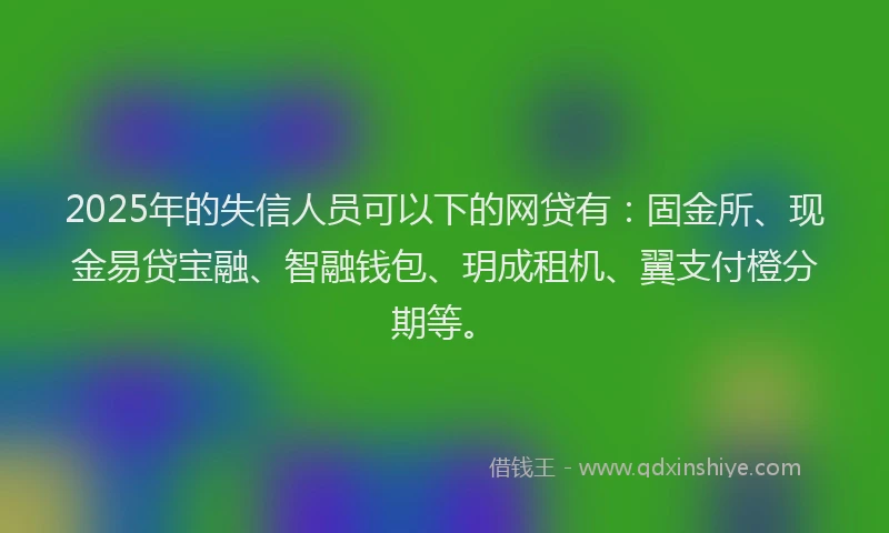 2025年的失信人员可以下的网贷有：固金所、现金易贷宝融、智融钱包、玥成租机、翼支付橙分期等。