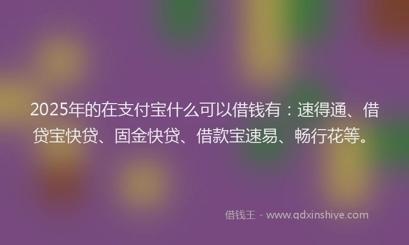 2025年的在支付宝什么可以借钱有：速得通、借贷宝快贷、固金快贷、借款宝速易、畅行花等。