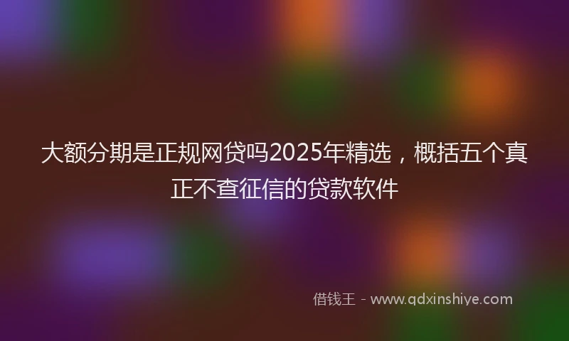 大额分期是正规网贷吗2025年精选，概括五个真正不查征信的贷款软件