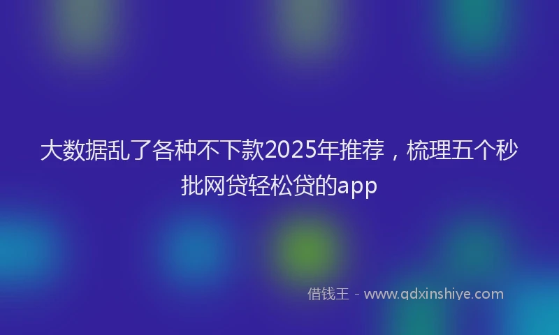 大数据乱了各种不下款2025年推荐，梳理五个秒批网贷轻松贷的app
